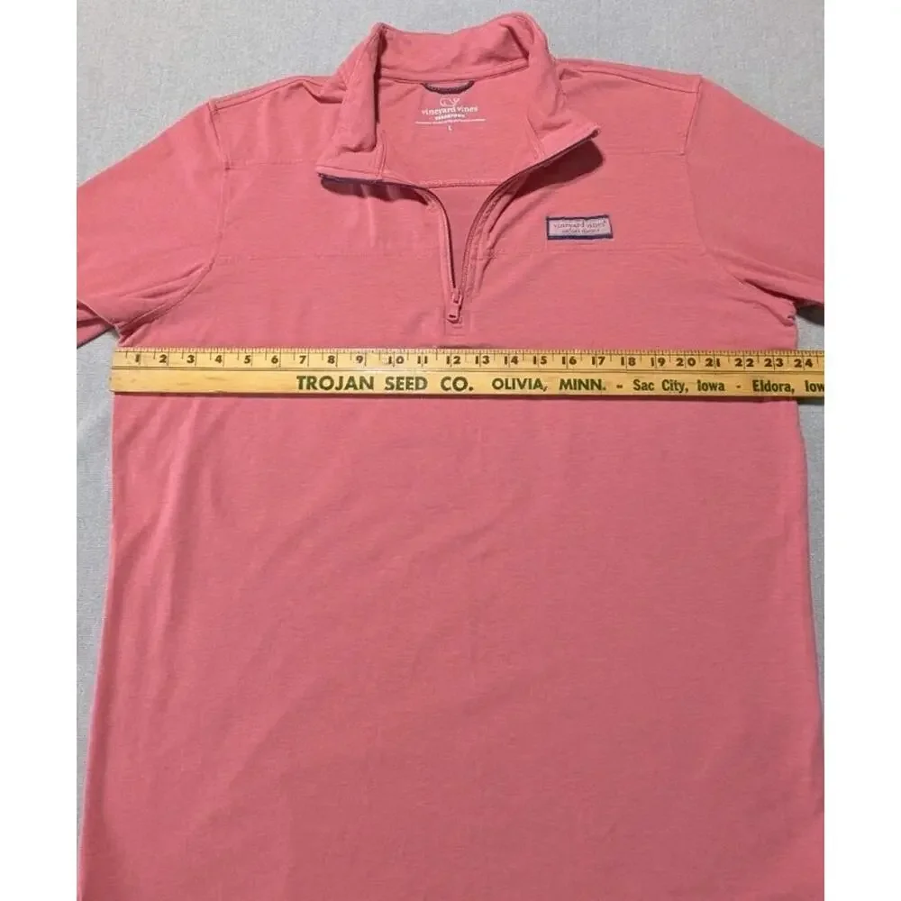 Vineyard Vines Edgartown 1/4 Zip Pullover Men's Size L Coral Pima Cotton Blend - Picture 9 of 11